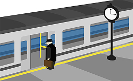 扁平风列车车站上车的人