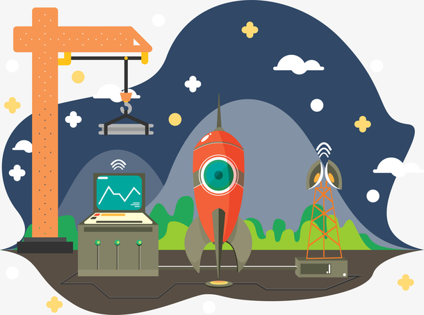 卡通扁平航空科技插画素材免费下载_觅元素