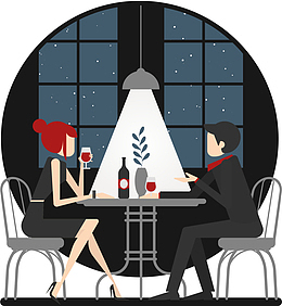 黑色扁平约会情侣