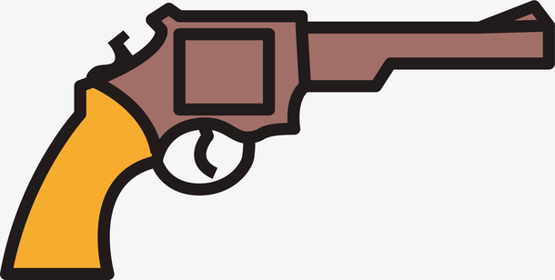 扁平风格彩色矢量卡通手枪