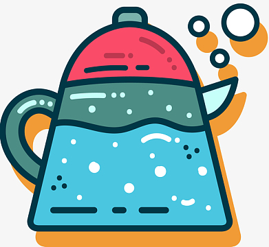 沸水蒸汽矢量卡通水壶