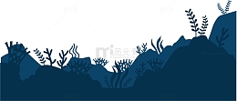 蓝色扁平海底珊瑚