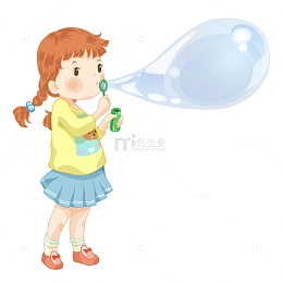 玩吹泡泡的女孩设计
