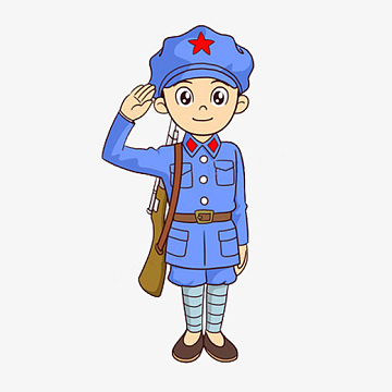 卡通青春活力的敬礼军人