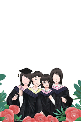 手绘人物毕业季海报主题边框