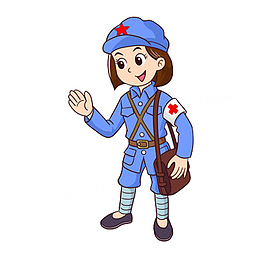 卡通青春活力的卫生员军人
