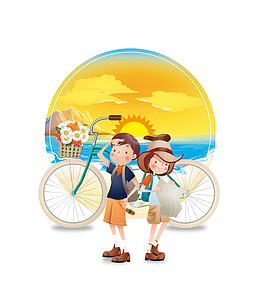 卡通手绘毕业旅行插画免抠