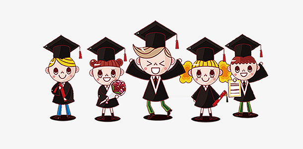 我们毕业了校园卡通学士服人物