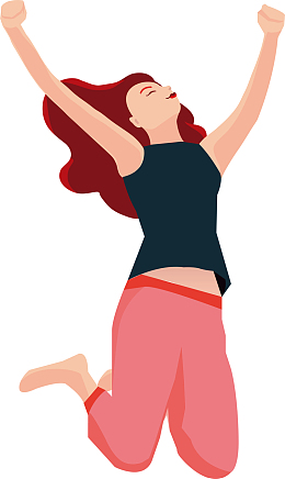 美丽长发跳跃女孩