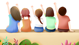 青春毕业季人物背影插画