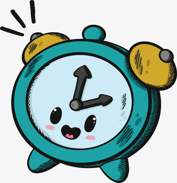 卡通开学绿色闹钟