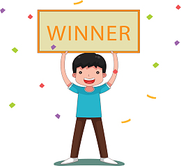 卡通比赛胜利冠军小人