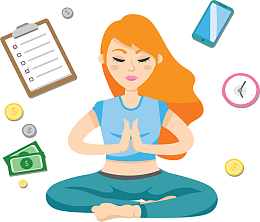 商务女性打坐思考