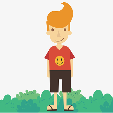 卡通手绘人物红衣少年矢量素材