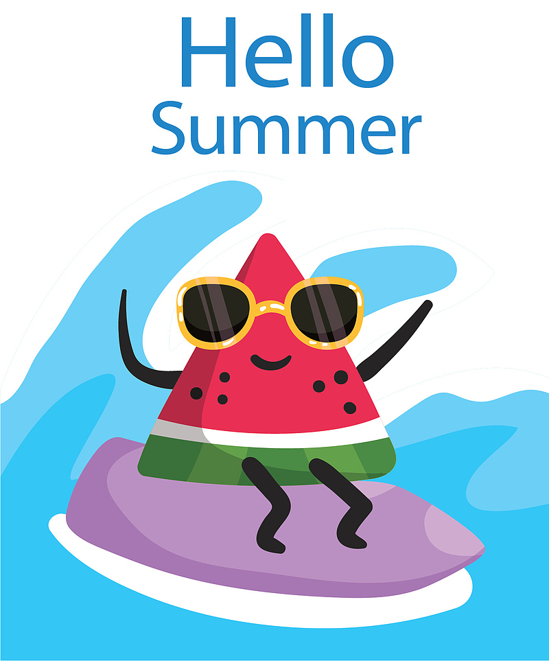 你好夏天冲浪的西瓜