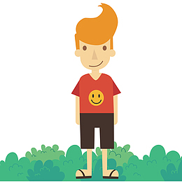 卡通手绘人物红衣少年矢量素材