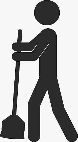 黑色扁平打扫小人