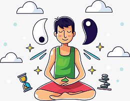 卡通手绘冥想小人