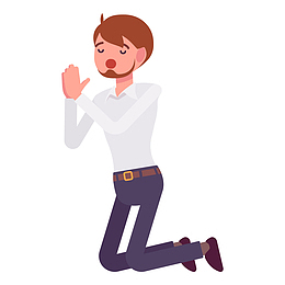 卡通手绘跪着的男人