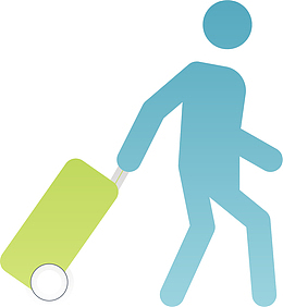 手绘卡通拉行李箱的人