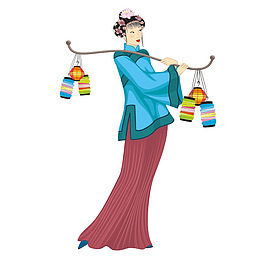 古代买花灯的女子