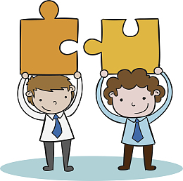 头顶拼图的小人