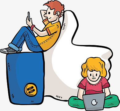 手绘卡通网络社交小人