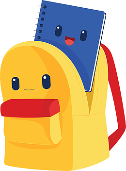 开学黄色卡通书包