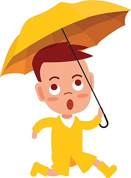 雨中打伞的黄色小人