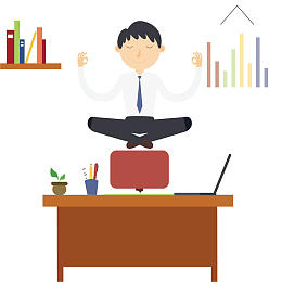 办公室瑜伽打坐的人