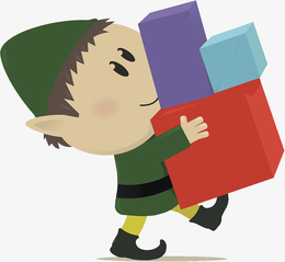 抱着盒子的可爱小人走路