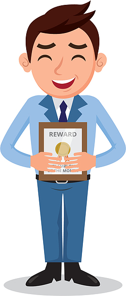 获得奖励的商务小人