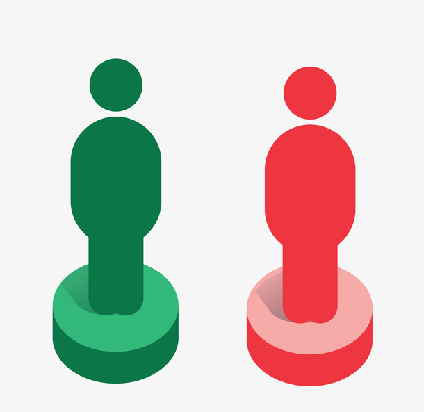 矢量绿红色两款站立小人邮戳