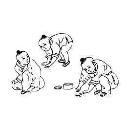 捉蚂蚱的孩子古代简笔画