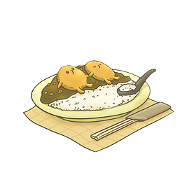 咖喱盖饭可爱卡通画风素材
