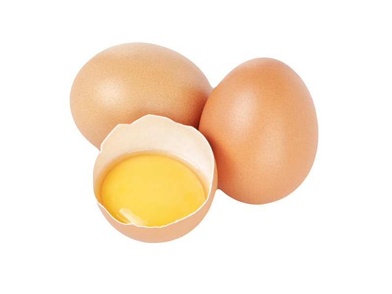 褐色鸡蛋裂开的初生蛋和实物