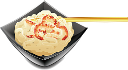 素描碗筷饭碗矢量图