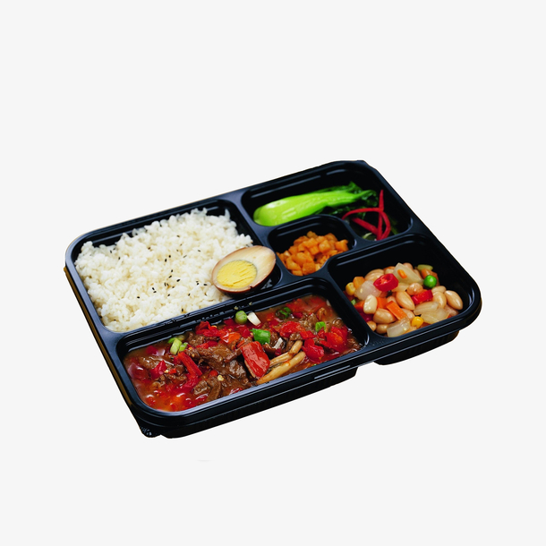 实物辣肉盒饭素材