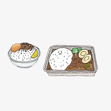 卡通手绘咖喱饭素材