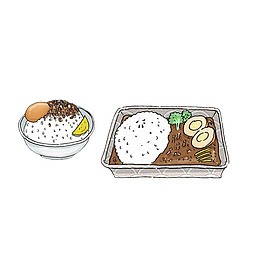 卡通手绘咖喱饭素材