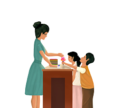 手绘教师节插画免抠