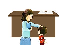 免抠卡通手绘开学季老师与学生
