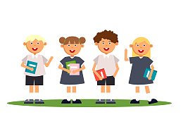 一群学生儿童矢量图