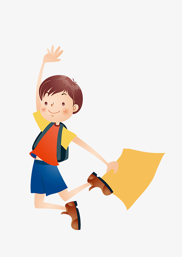 手绘小学生跳跃矢量