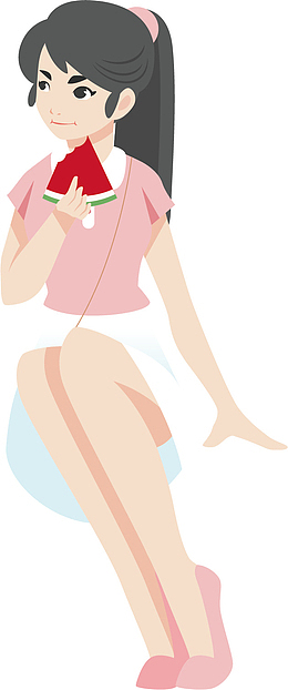 矢量图吃西瓜的女孩