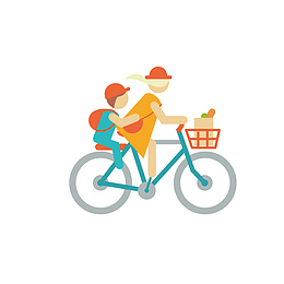 骑自行车接送学生