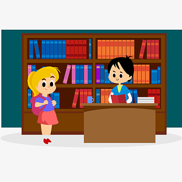 学生图书馆借书矢量插画