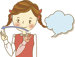 水彩比划手势的小女孩