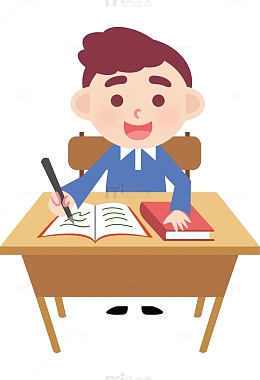 坐在课桌旁写字的学生