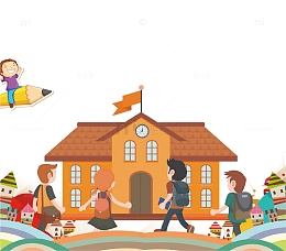 卡通手绘开学季插画免抠